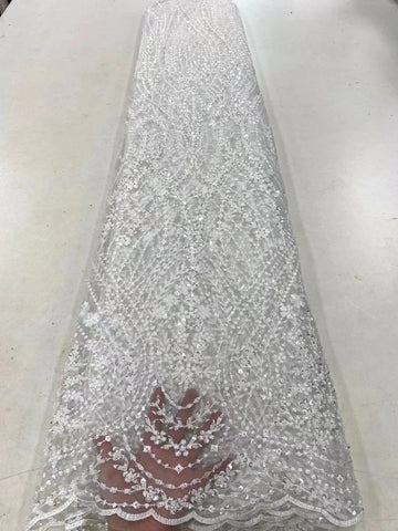 Image of Luxury Handmade Beads Embroidery French Tulle Lace Fabric-FrenzyAfricanFashion.com