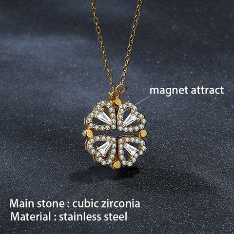 Image of crystal heart flower pendant stainless steel necklace gold silver chain-FrenzyAfricanFashion.com