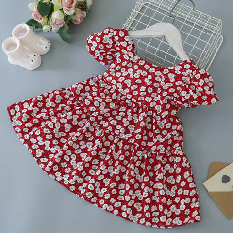 Image of Summer Toddler Dresses Baby Girl Clothes Cute Flowers Print Princess Dress-FrenzyAfricanFashion.com