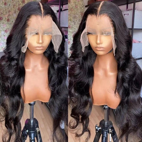 Image of Lace Front Wig 13x4 HD Transparent Lace Frontal Human Hair Wigs-FrenzyAfricanFashion.com