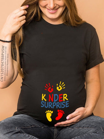 Image of Maternity Clothes Casual Pregnancy T Shirts Baby Print Funny Women Summer Tees Tops White-FrenzyAfricanFashion.com