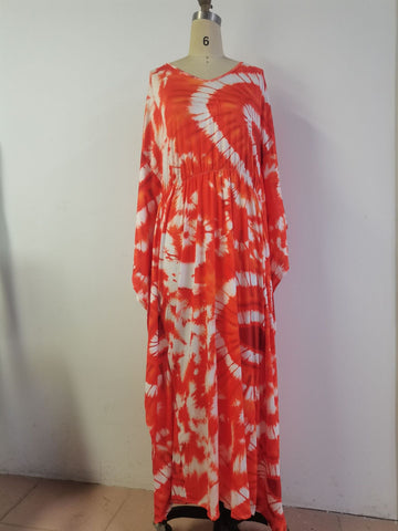 Image of Women Summer Half Sleeve V-neck Polyester Long Dress-FrenzyAfricanFashion.com