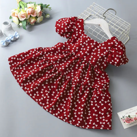 Image of Summer Toddler Dresses Baby Girl Clothes Cute Flowers Print Princess Dress-FrenzyAfricanFashion.com