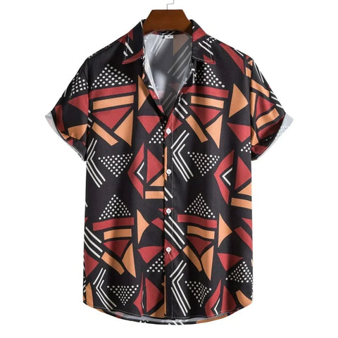 Image of Hawaiian Shirt 2022 Summer New Men's Shirts Casual Fashion Trend Lapel Printed Short Sleeve Shirts Camisas Para Hombre-FrenzyAfricanFashion.com