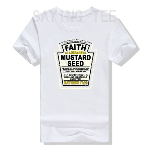 Image of Faith As A Grain of Mustard Seed Women's and Men's Christian Parody T-Shirt Tops Funny Aesthetic Clothes Short Sleeve Blouses-FrenzyAfricanFashion.com