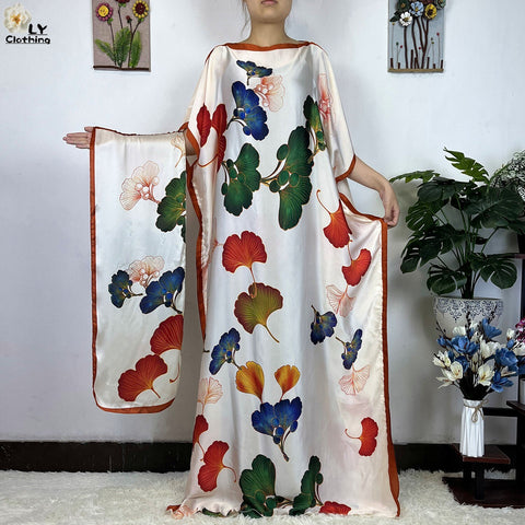 Image of Turkey Abaya Loose Silk Oversize Women Clothing-FrenzyAfricanFashion.com