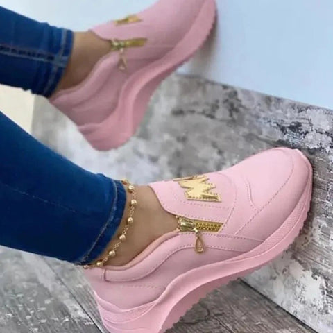 Image of Women Flats Platform Shoes Genuine PU Shoes Woman Spring Casual Zipper Flat Shoes Women Non Slip Shoes-FrenzyAfricanFashion.com
