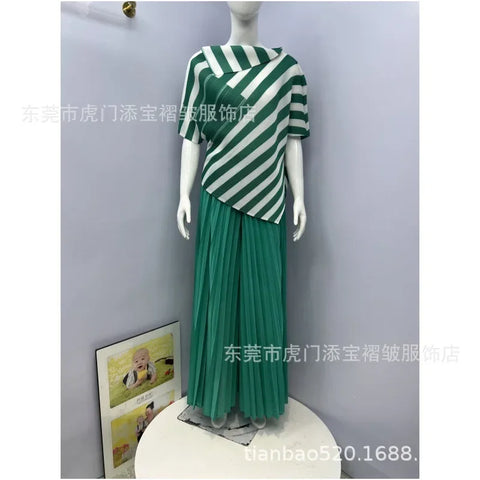 Image of Pleated Women's Suit Big Swing Skirt Two Piece Suit-FrenzyAfricanFashion.com