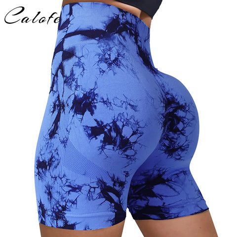 Image of Tie dye Seamless Fitness Shorts Women-FrenzyAfricanFashion.com