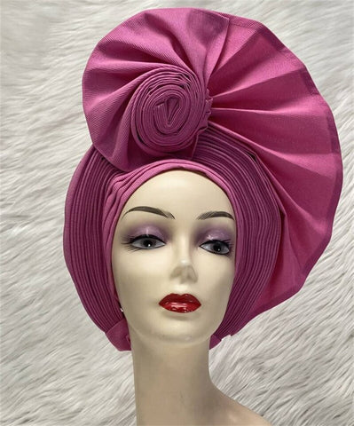 Image of sego gele headtie turbans for women hats for women auto gele headtie already made 2022 aso oke fashion bonnets head wraps-FrenzyAfricanFashion.com