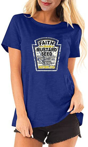 Image of Faith As A Grain of Mustard Seed Women's and Men's Christian Parody T-Shirt Tops Funny Aesthetic Clothes Short Sleeve Blouses-FrenzyAfricanFashion.com