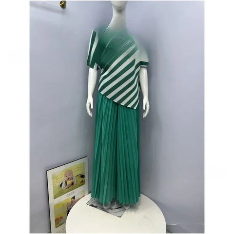 Image of Pleated Women's Suit Big Swing Skirt Two Piece Suit-FrenzyAfricanFashion.com