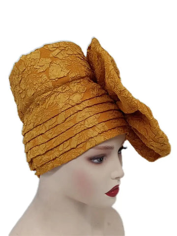 Image of Big Flowers Pleated Top Hats Headtie-FrenzyAfricanFashion.com