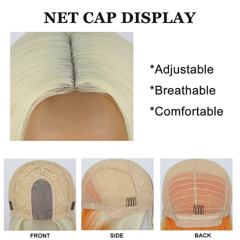 Image of Ombre Red Bob Wig for Women Short Straight Middle Part Wigs Cosplay Party Synthetic Heat Resistant Fake Hair Shoulder Length Wig-FrenzyAfricanFashion.com