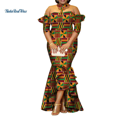 Image of African Dresses for Women Half Sleeve Long Dresses-FrenzyAfricanFashion.com