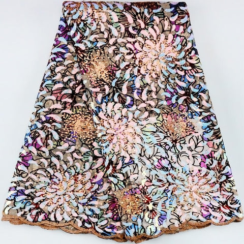 Image of Tulle Lace Fabric Luxury Sequins Mesh-FrenzyAfricanFashion.com