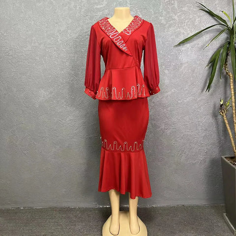 Image of Plus Size Skirt and Top Womens Office Work Clothing-FrenzyAfricanFashion.com