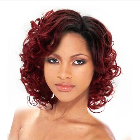 Image of HAIRJOY Synthetic Hair Short Burgundy Curly Wigs for Women Ombre Wine Red Short Wig-FrenzyAfricanFashion.com