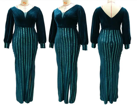 Image of Plus Size Clothing for Women 2021 Autumn African Women Long Sleeve Polyester Long Dress Maxi Dress African Dresses for Women-FrenzyAfricanFashion.com