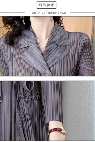 Image of Women's Pleated Dress Fringe Panel Dress Autumn Loose Fit Long Dress-FrenzyAfricanFashion.com