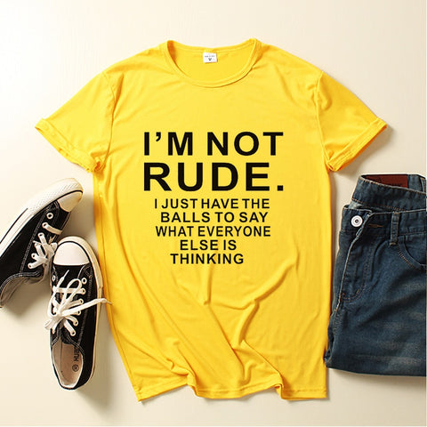 Image of I am Not Rude Letter Print Women T Shirt Short Sleeve O Neck Loose Women Tshirt Ladies Tee Shirt Tops Cloth-FrenzyAfricanFashion.com