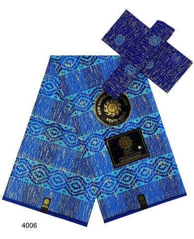 Image of Kente Gold Real Wax Fabric Nigeria Ghana Style Sewing Dress Craft Cotton Fabric 6 Yard (2 + 4)-FrenzyAfricanFashion.com