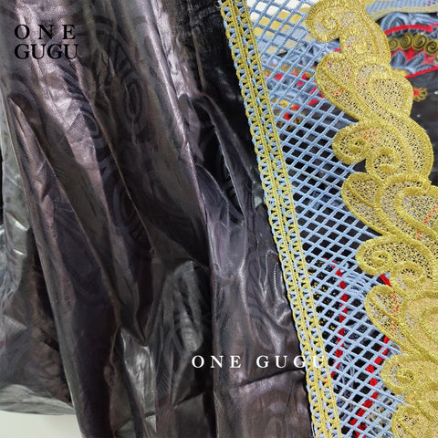 Image of Black Bazin Riche Lace Dress Women Wedding Party Gown Robe-FrenzyAfricanFashion.com