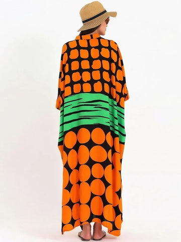 Image of Maxi Dress Batwing Sleeve Tunic Spring Autumn Beach Dress Kaftan Cover-ups-FrenzyAfricanFashion.com