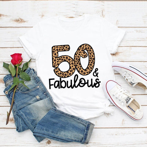 Image of Leopard Number 30 40 50 60 70 80 Happy Birthday T-Shirt Fabulous T Shirt Women Clothes-FrenzyAfricanFashion.com