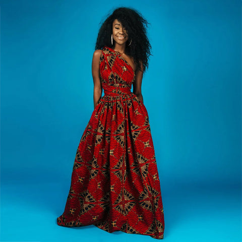 Image of african printing plus size polyester long dress-FrenzyAfricanFashion.com