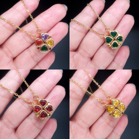 Image of crystal heart flower pendant stainless steel necklace gold silver chain-FrenzyAfricanFashion.com