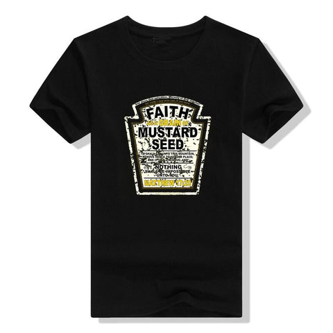 Image of Faith As A Grain of Mustard Seed Women's and Men's Christian Parody T-Shirt Tops Funny Aesthetic Clothes Short Sleeve Blouses-FrenzyAfricanFashion.com