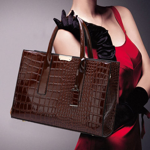 Image of Crocodile Print Women Handbags Purse Tote Bags Adjustable Strap Top Handle Bag Large Capacity Crossbody Bags-FrenzyAfricanFashion.com