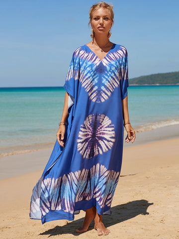 Image of Kaftan Dresses Women Bohemian Maxi Tie Dye Rayon Summer Holiday Bathing Suits-FrenzyAfricanFashion.com