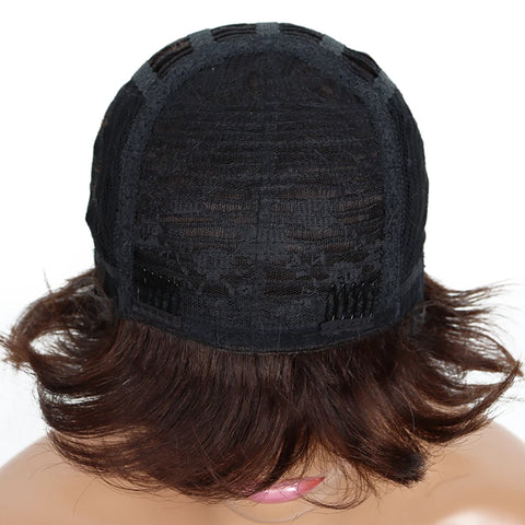 Image of Cheap Human Hair Wigs Short Bob Pixie Cut Wig Human Hair For Women perruque cheveux humain Brazilian Hair Colored Wig With Bangs-FrenzyAfricanFashion.com