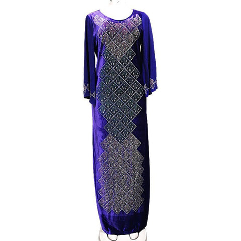 Image of Autumn Dresses Women Abaya Diamonds Maxi Dress Ankara-FrenzyAfricanFashion.com