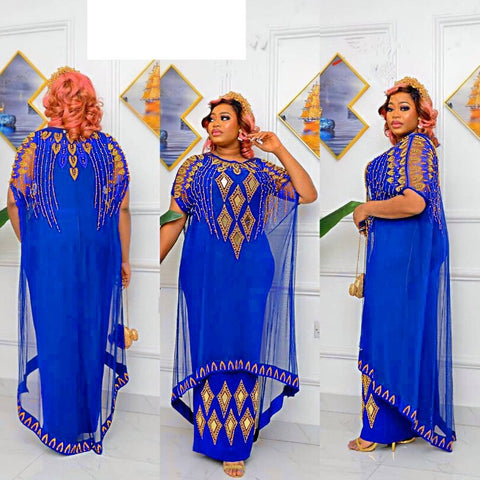 Image of Two-Piece African Dresses Mesh Caftan Dress Abaya Clothes-FrenzyAfricanFashion.com