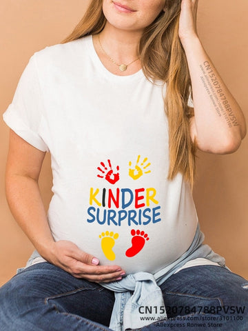 Image of Maternity Clothes Casual Pregnancy T Shirts Baby Print Funny Women Summer Tees Tops White-FrenzyAfricanFashion.com