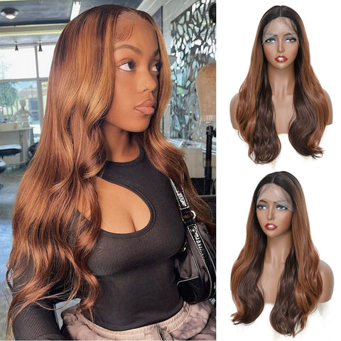 Image of Synthetic Lace Front Wig with Baby Hair 18 Inch Medium Body Wavy-FrenzyAfricanFashion.com