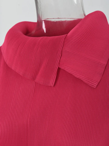 Image of Ruffles Pleated Dress Women Lapel Elegant Dresses With Belt-FrenzyAfricanFashion.com