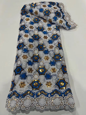 Image of Latest French Milk Silk Sequins Lace Fabric Guipure Cord Fabric-FrenzyAfricanFashion.com