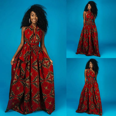 Image of african printing plus size polyester long dress-FrenzyAfricanFashion.com