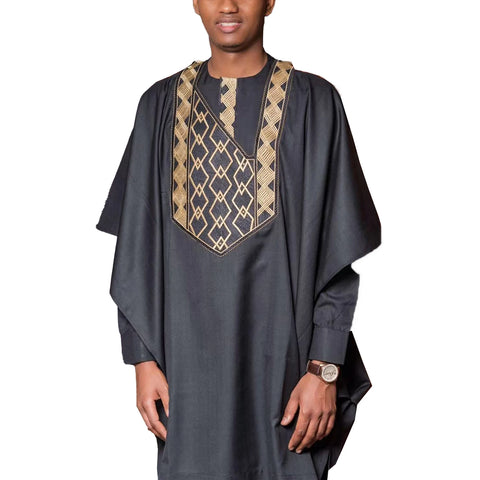 Image of African Clothes Man Embroidery Design Top Long Sleeve with Pants-FrenzyAfricanFashion.com