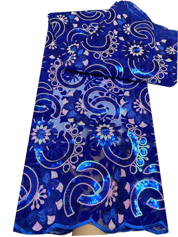 Image of 5 yards High quality African sequins lace fabric wedding Nigerian occasional-FrenzyAfricanFashion.com