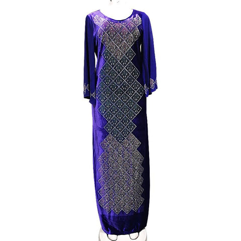 Image of Autumn Dresses Women Abaya Diamonds Maxi Dress Ankara-FrenzyAfricanFashion.com