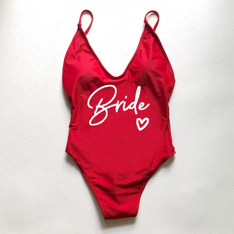 Image of Sexy Padded One Piece Swimsuit TEAM Bride love Swimwear Women Summer Beachwear Bachelor Party Plus Size Bathing Suit Swimming-FrenzyAfricanFashion.com