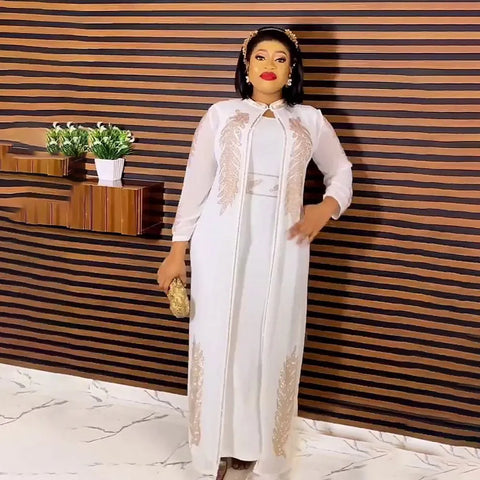 Image of Wedding Party Dresses Women African Long Sleeve Red Black Blue White Long Dress Suit Muslim Abaya-FrenzyAfricanFashion.com