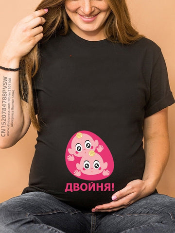 Image of Maternity Clothes Casual Pregnancy T Shirts Baby Print Funny Women Summer Tees Tops White-FrenzyAfricanFashion.com