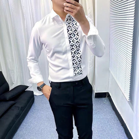 Image of Autumn British fashion printed long sleeve shirt-FrenzyAfricanFashion.com