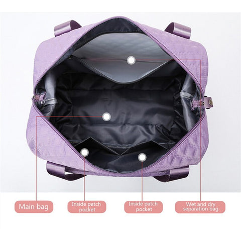 Image of Foldable Travel Bag Wet Dry Separation Waterproof Handbag Lingge Large Capacity Solid Tote Bag Women Gym Yoga Shoulder Bags-FrenzyAfricanFashion.com